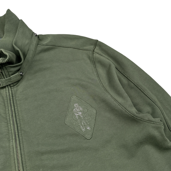 CP Company Green Cotton Zipped High Neck Jumper - XXL
