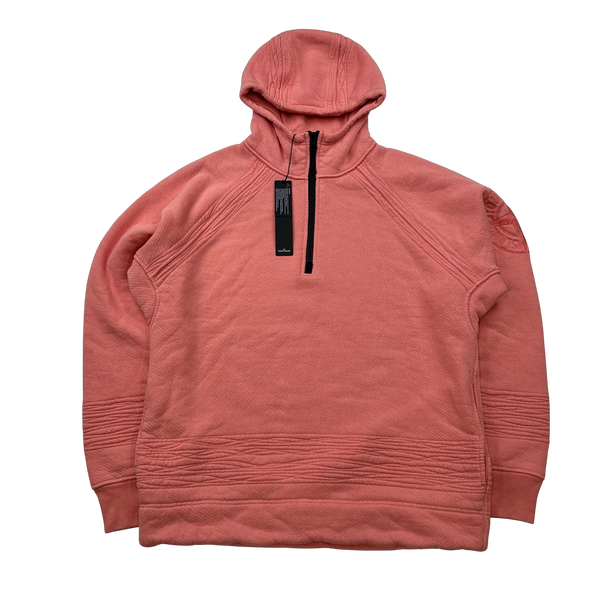 Stone Island 2022 Heavyweight Pink Spellout Quarter Zip Hoodie - Large