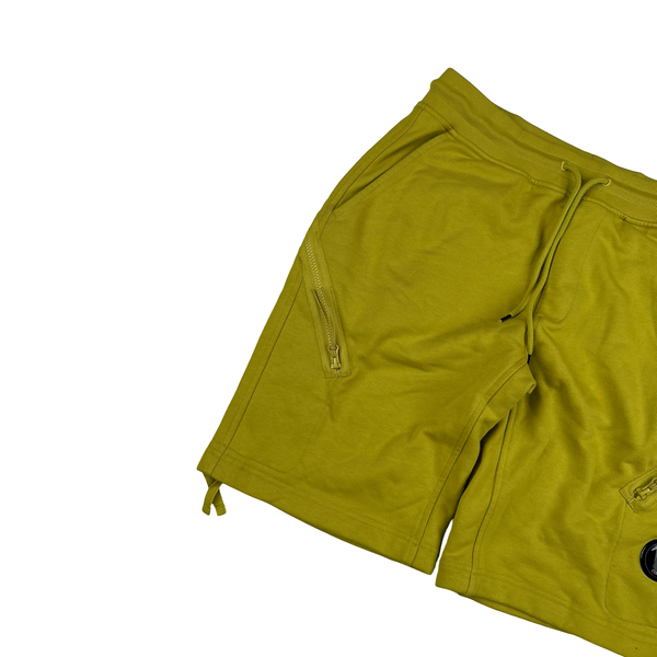 CP Company Mustard Cotton Fleece Lens View Shorts - Small