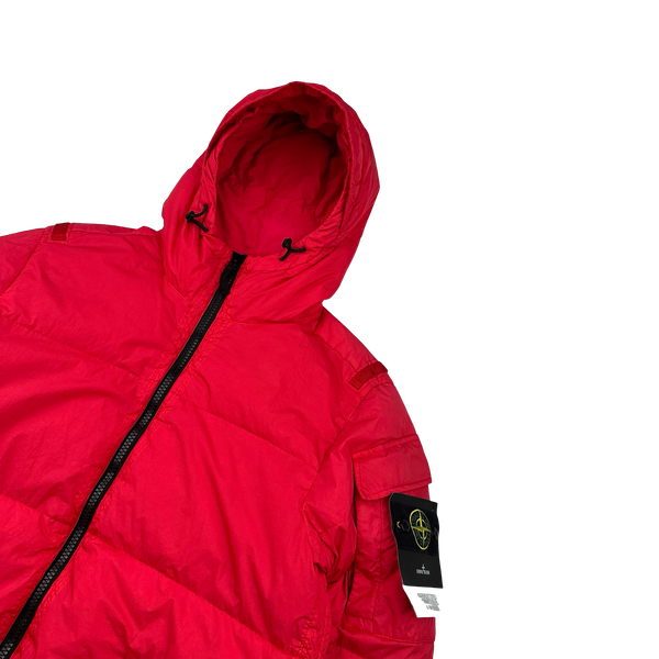 Stone Island 2022 Red Crinkle R-NY Down Puffer Jacket - Medium,Large