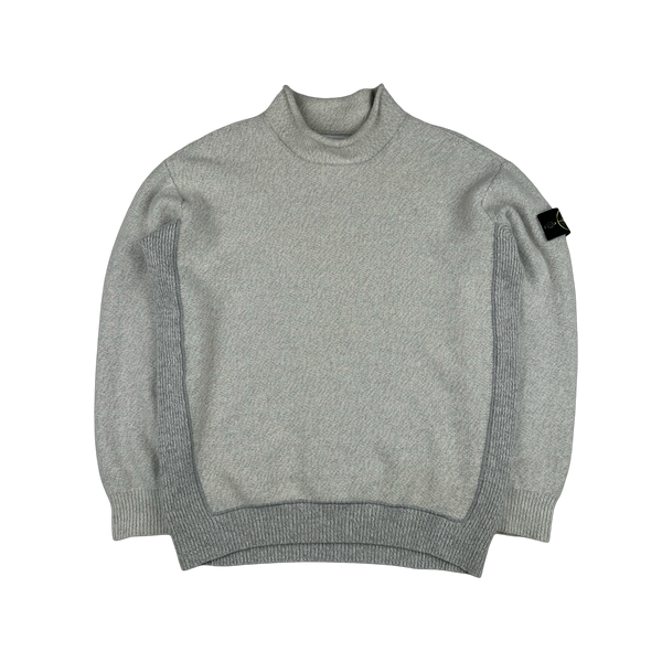 Stone Island 2022 Grey Mock Neck Knit Jumper - Large
