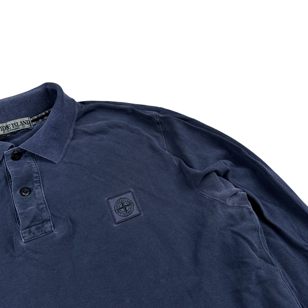 Stone Island 2011 Navy Buttoned Longsleeve Polo Shirt - Large