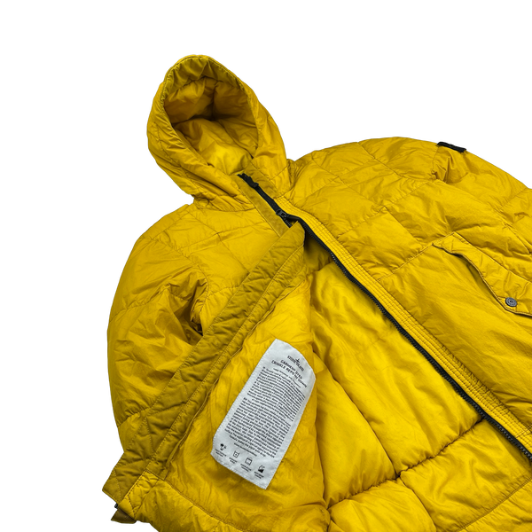 Stone Island 2018 Yellow Down Filled Crinkle Puffer Jacket - Medium