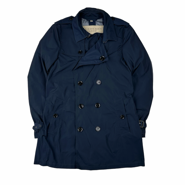Burberry Brit Navy Nova Check Lined Trench Coat - Medium