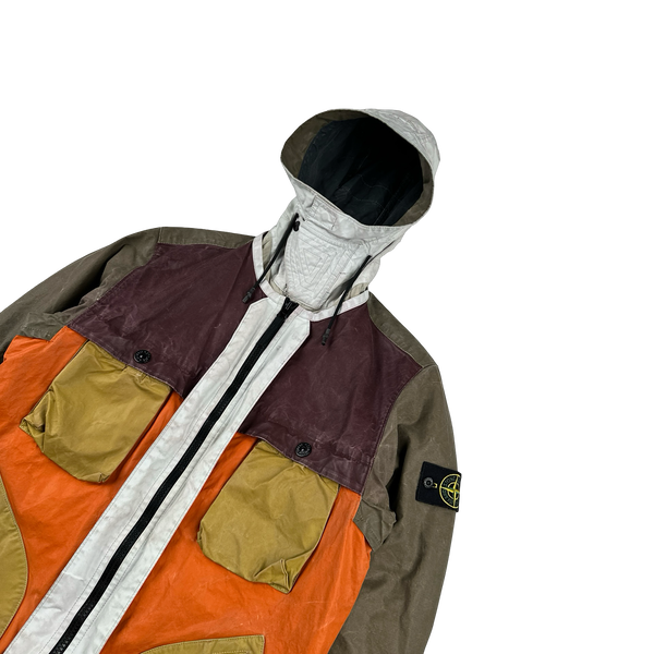 Stone Island 2019 Tela Placcata Resin Coated Bicolore Hooded Jacket - Small