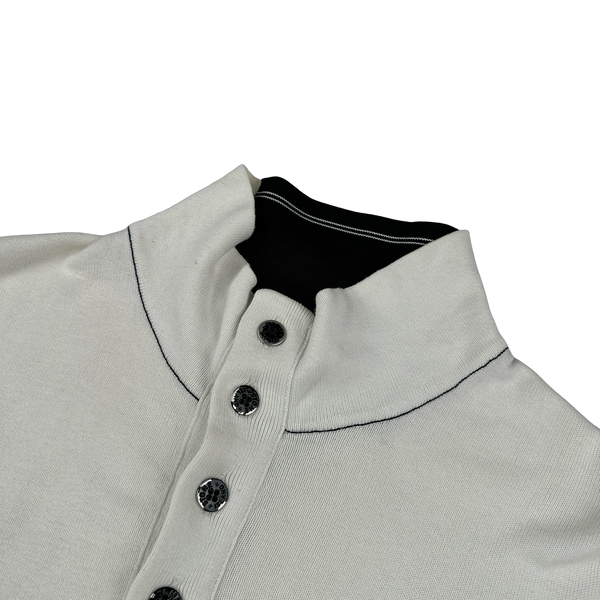 Stone Island 2011 White Buttoned High Neck Quarter Button Jumper - Medium