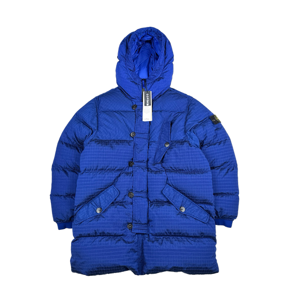 Stone Island 2023 Blue Nylon Metal Macro Riptstop Econyl Regenerated Nylon Down TC Jacket - Medium
