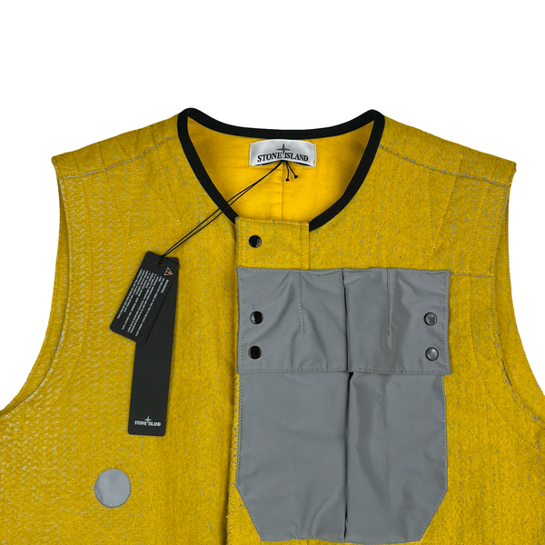 Stone Island 2022 Yellow Needle Punched Reflective Gilet - Small