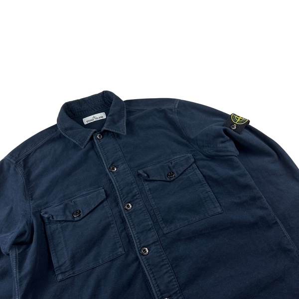 Stone Island 2017 Navy Thick Brushed Cotton Overshirt - XL