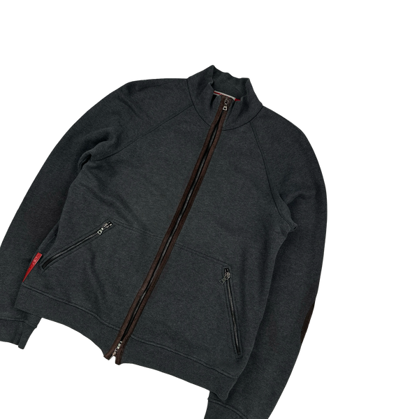 Prada Grey Lightweight Wool Zipped Knit Jumper - Large