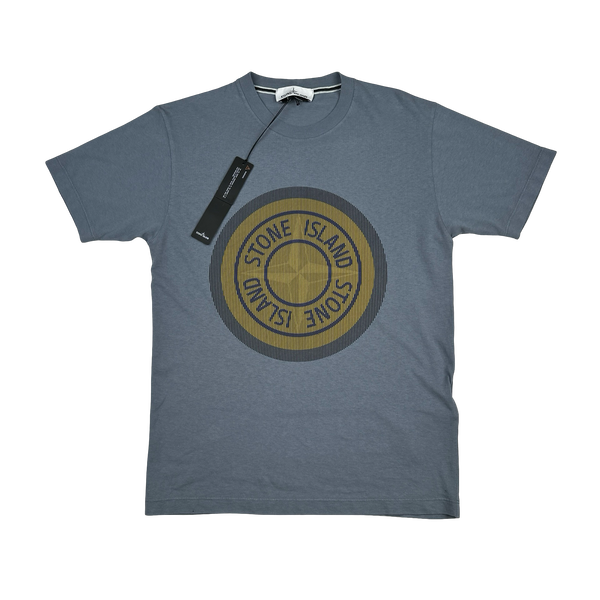 Stone Island 2021 Blue 3D Rubber Logo T Shirt - Small