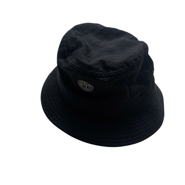 Stone Island 2023 Black Econyl Nylon Bucket Hat - Large