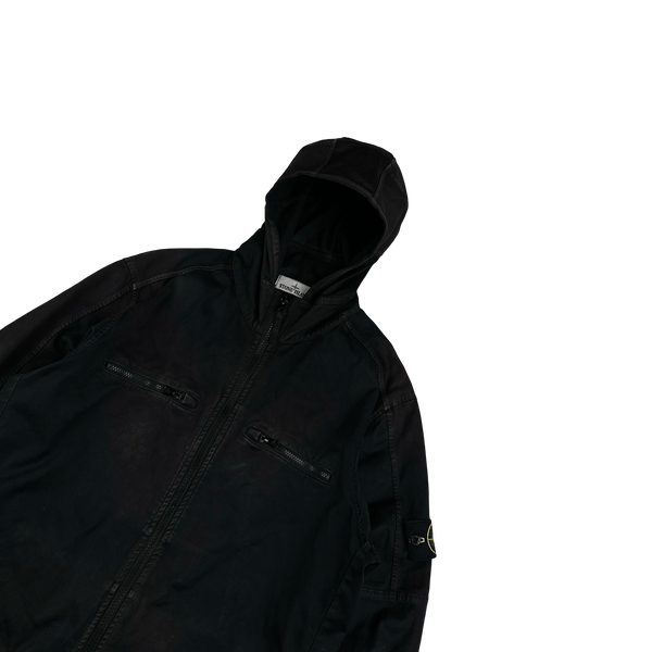 Stone Island 2016 Black Thick Cotton Hooded Overshirt - XL