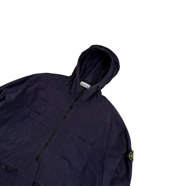 Stone Island 2017 Purple Hooded Cotton Zipped Overshirt Smock - XL