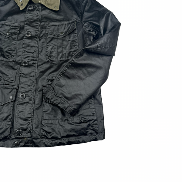 CP Company Brown Khaki Rubber Multi Pocket Goggle Jacket - Medium
