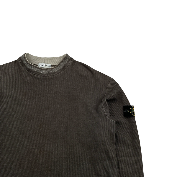 Stone Island 2000 Boxy Fit Brown Ribbed Pullover Crewneck Jumper - XL
