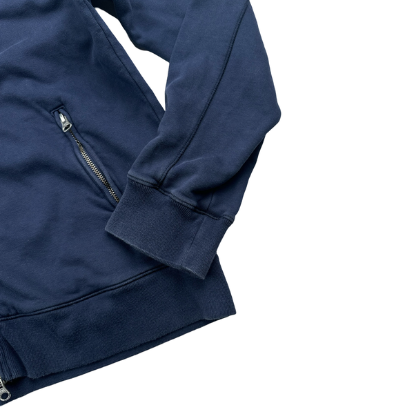 CP Company Navy Spellout Buckle Removable Hood Zip Up Hoodie - 3XL