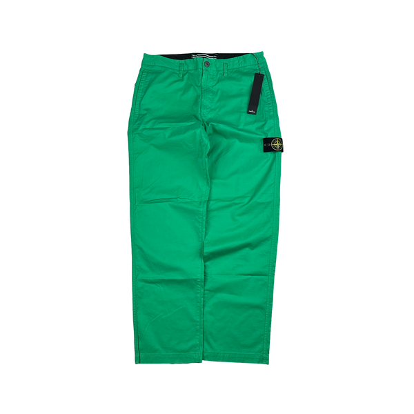 Stone Island 2021 Green Regular Fit Cotton Cargo Trousers - 32"