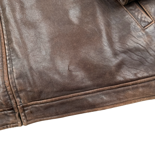 Ralph Lauren Brown Heavyweight Leather Jacket - XL