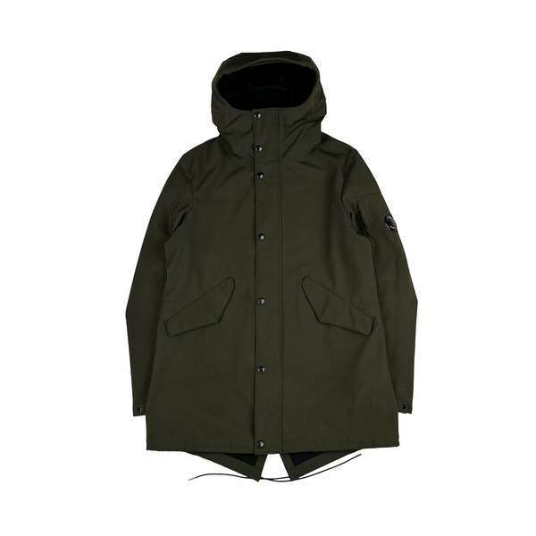 CP Company Khaki Fishtail Soft Shell Parka - Large