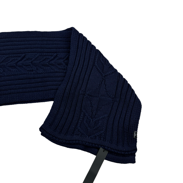 Stone Island 2020 Navy Wool President Knit Patch Scarf