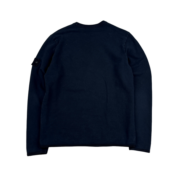 Stone Island Navy Ghost Cotton Chest Zip Crewneck Jumper - Medium