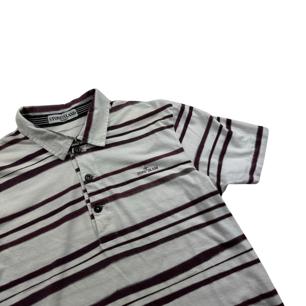 Stone Island Vintage Striped Spellout Polo Shirt - Medium