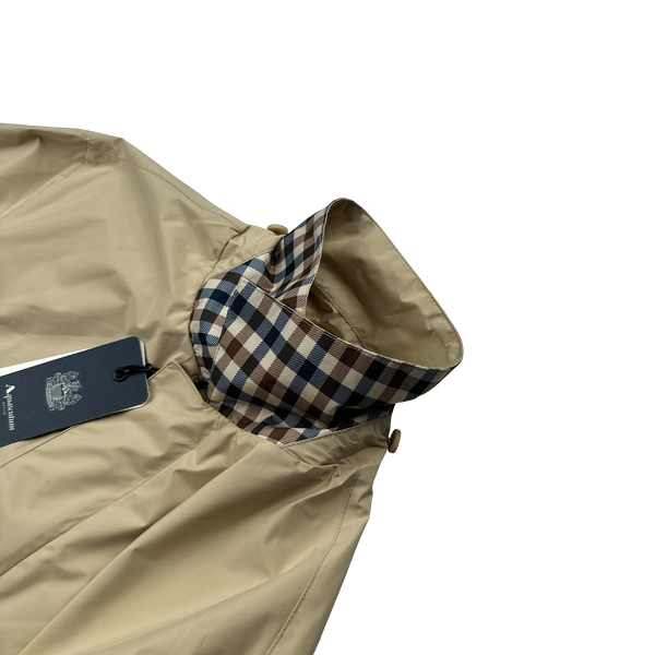 Aquascutum Checked Collar Nylon Long Jacket - Small