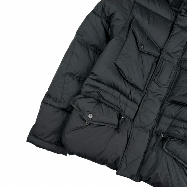 Stone Island 2009 Grey Opaque Nylon Tela Down Mesh Badge Puffer - Small