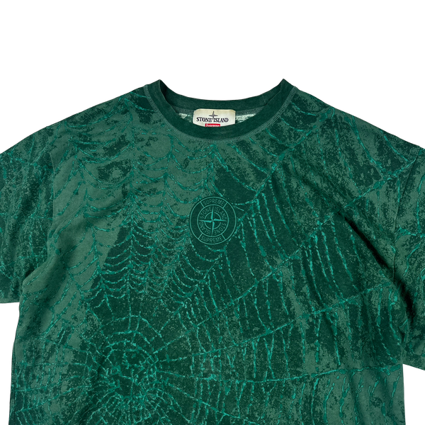 Stone Island x Supreme 2023 Green Spiderweb T Shirt - Large