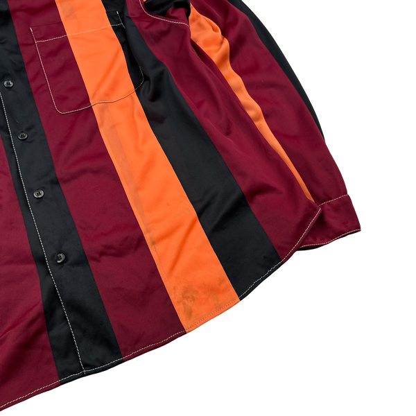 Prada Runway Striped Panel Silk Twill Buttoned Sample Shirt - XL