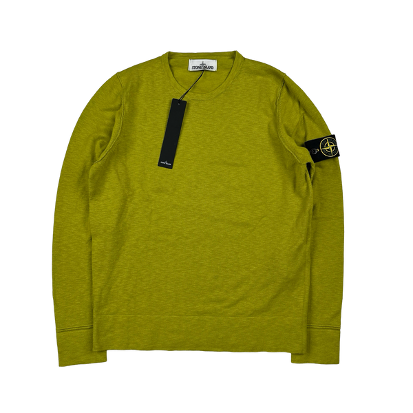 Stone Island 2015 Chartreuse Cotton Knitted Crewneck Jumper - Small