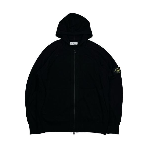 Stone Island 2024 Black Knit Zipped Hoodie - XL