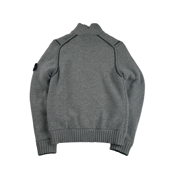 Stone Island 2010 Chequered Reversible Wool Knit Sample Zip Up Jumper VERY RARE - Large