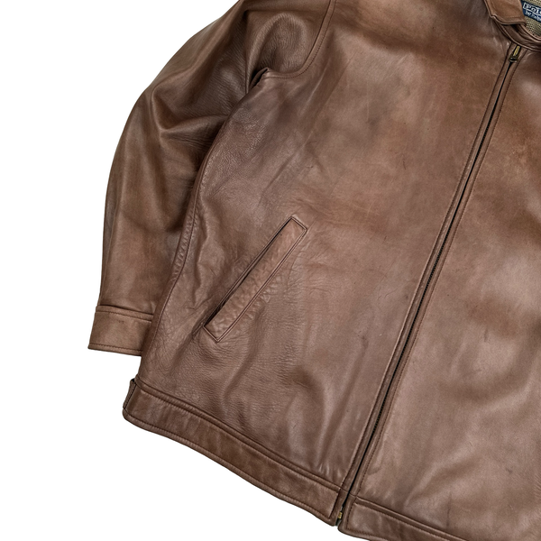 Ralph Lauren Brown Heavyweight Leather Jacket - Large