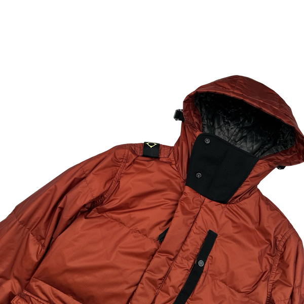 Ma Strum Rust Orange Rip Stop Nylon Quilted Puffer Jacket - Small
