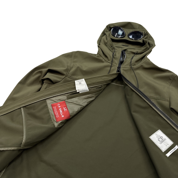 CP Company Green Khaki Soft Shell Goggle Jacket - Medium