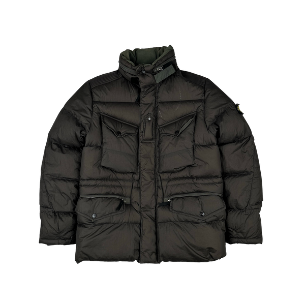Stone Island 2010 Grey Down Filled Mesh Badge Puffer Jacket - Large