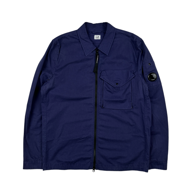 CP Company Navy Blue Cotton Lens Viewer Overshirt - Large