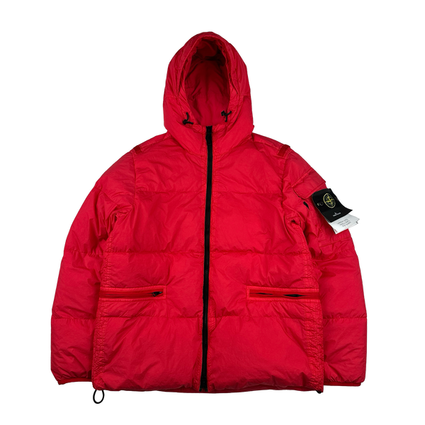 Stone Island 2022 Red Crinkle R-NY Down Puffer Jacket - Medium