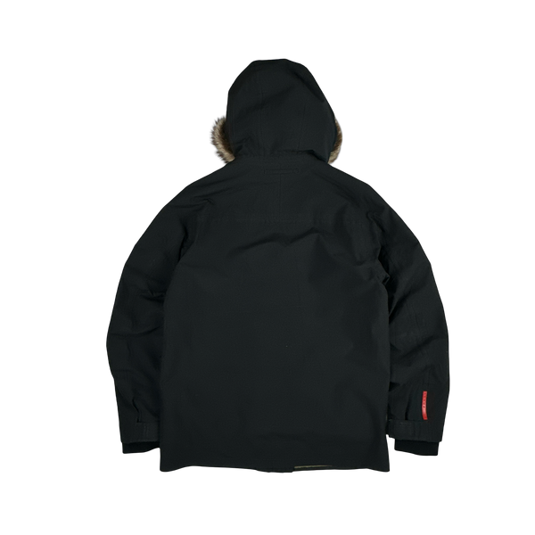 Prada Black Racoon Fur Hood Goretex Parka Jacket - Large