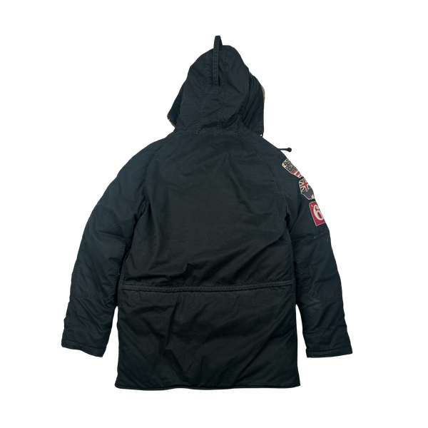 Ralph Lauren Black Fur Hooded Parka Jacket - Small