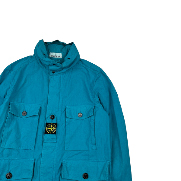 Stone Island 2020 Blue Cotton Cordura Centre Badge Field Jacket - Medium