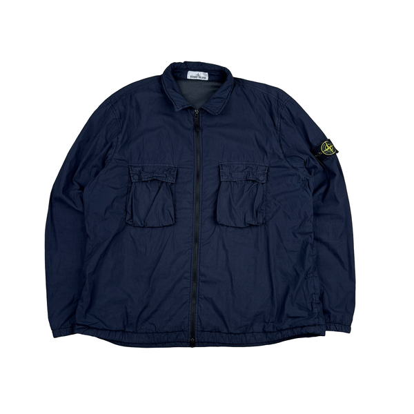 Stone Island 2019 Navy Lined Naslan Light Double Pocket Zipped Overshirt - 3XL