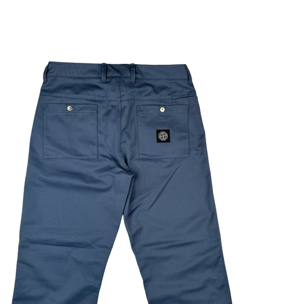 Stone Island 2022 Blue Cotton Blend Patch Trousers - 32"
