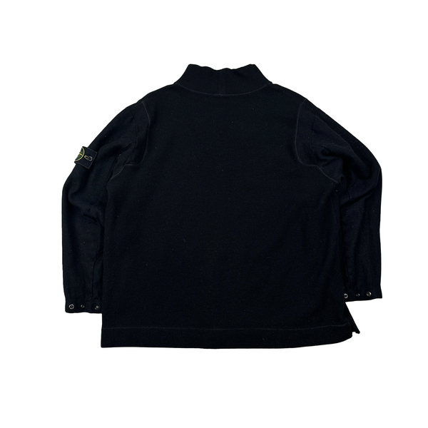 Stone Island 1999 Black Wool Vintage Pullover Mock Neck Jumper - Medium