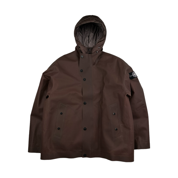 Stone Island 2023 Brown Special Process Poly Strata Down Lined Ice Jacket - Large
