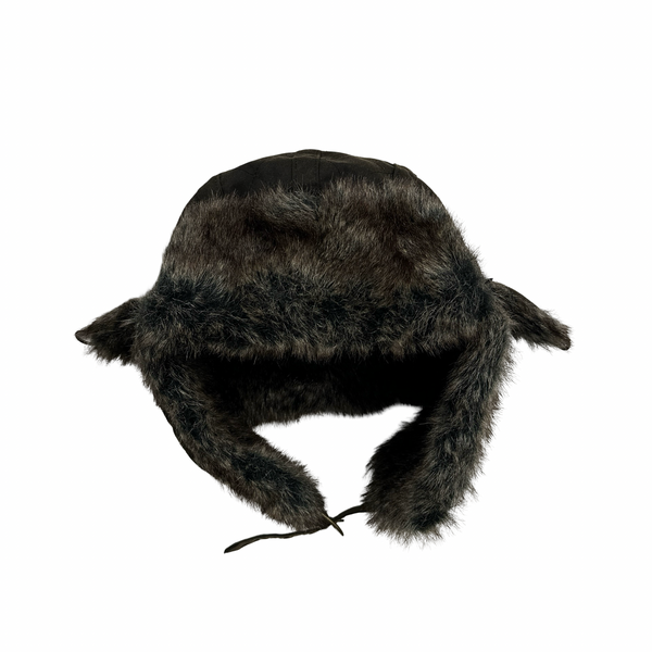 Barbour Khaki Faux Fur Waxed Ushanka Hat - Large