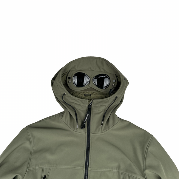 CP Company Khaki Soft Shell R Fleece Lined Hooded Jacket - XXL