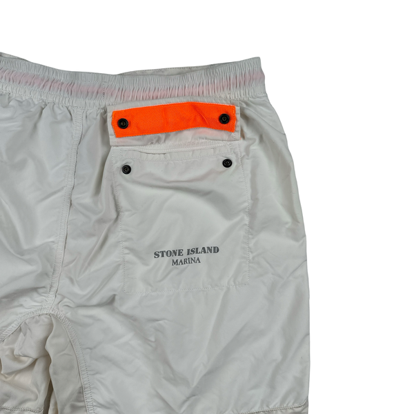 Stone Island 2016 Marina White Neon Pocket Spellout Swim Shorts - Large